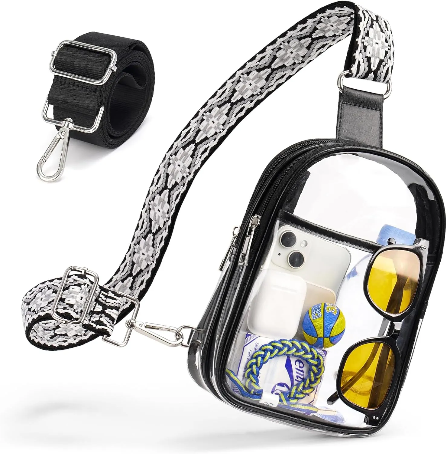 Clear bag For Stadium Events with 2 Extra-Long Straps, Clear Crossbody Bags For Women, Sling Purse For Sport Work