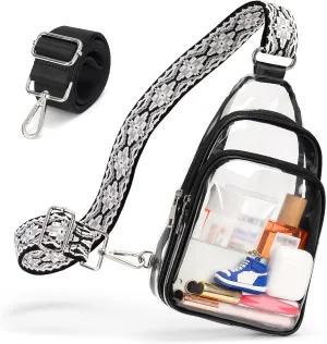 Clear Bags For Events With 2 Extra-Long Straps, 4 Pockets Clear Crossbody Bags For Women