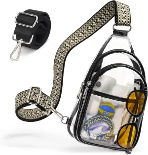 Clear Bags For Events With 2 Extra-Long Straps, 4 Pockets Clear Crossbody Bags For Women
