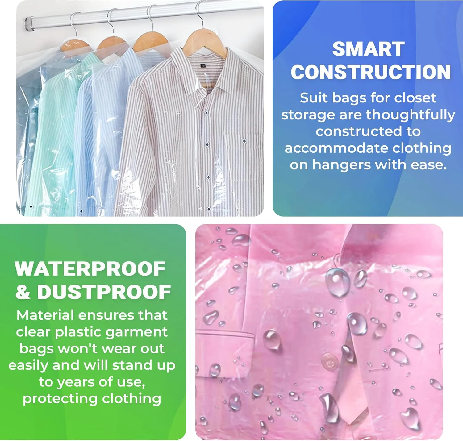 Clear Garment Bags for Storage. Roll of 663 Clear Plastic Garment Bags for Hanging Clothes with Hanger Holes. Clear Garment Bag Roll. Hanging Garment Bags for Closet Storage, 21 x 4 x 38 Inches