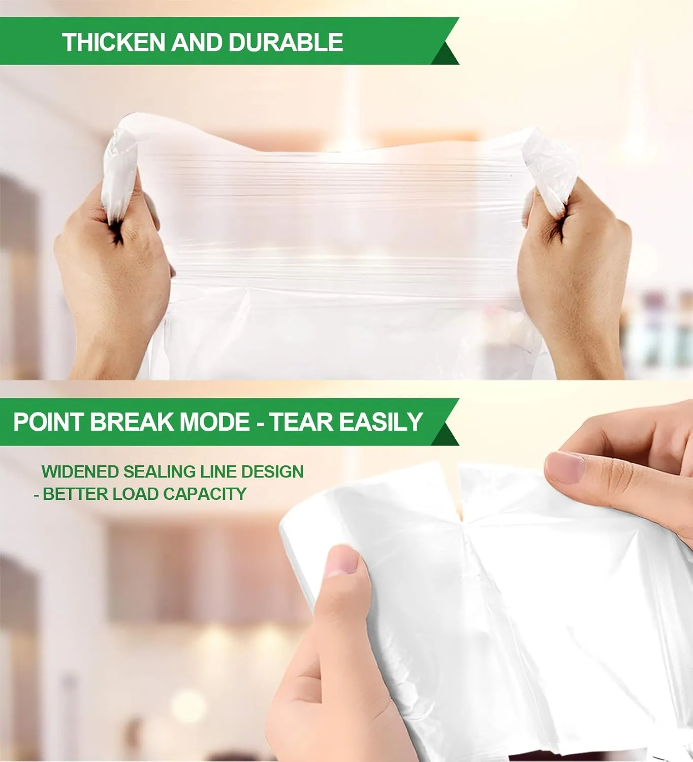 Clear Medium Garbage Bags 8 Gallon Trash Bags FORID Wastebasket Bin Liners 110 Count Plastic Trash Bags for Bathroom Bedroom Office Trash Can 30 Liters - Durable & Thick Trash Bag