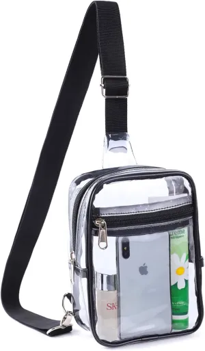 Clear Sling Bag, Clear Bag Stadium Approved for Women & Men,Small Clear Fanny Pack Crossbody Bags Chest Bag for Hiking, Travel, Beach, Sports Events, Concerts