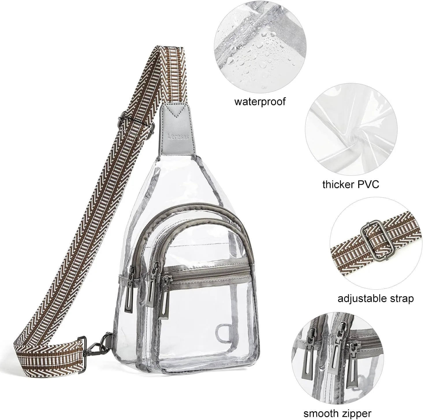 Clear Sling Bag - Stadium Approved Purse Backpack Crossbody Fanny Pack for Women & Men - Concert Events