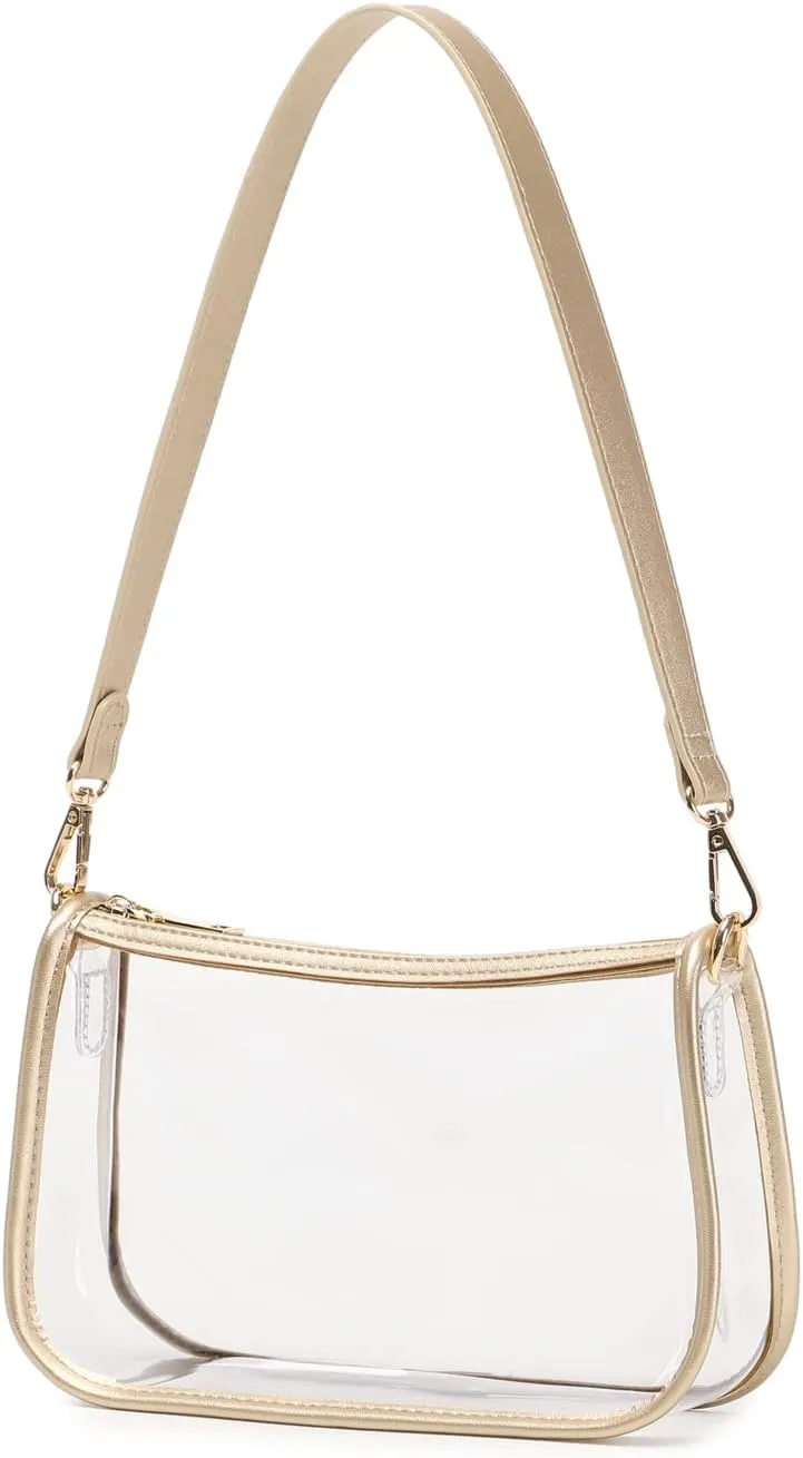 Clear Tote Bag Stadium Approved Clear Purse PVC Handbag Retro Classic Transparent Bag for Concert