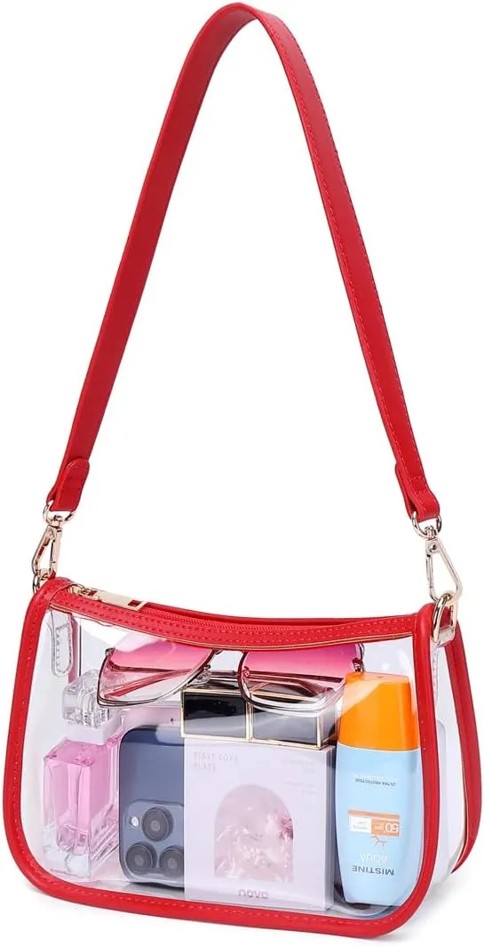 Clear Tote Bag Stadium Approved Clear Purse PVC Handbag Retro Classic Transparent Bag for Concert