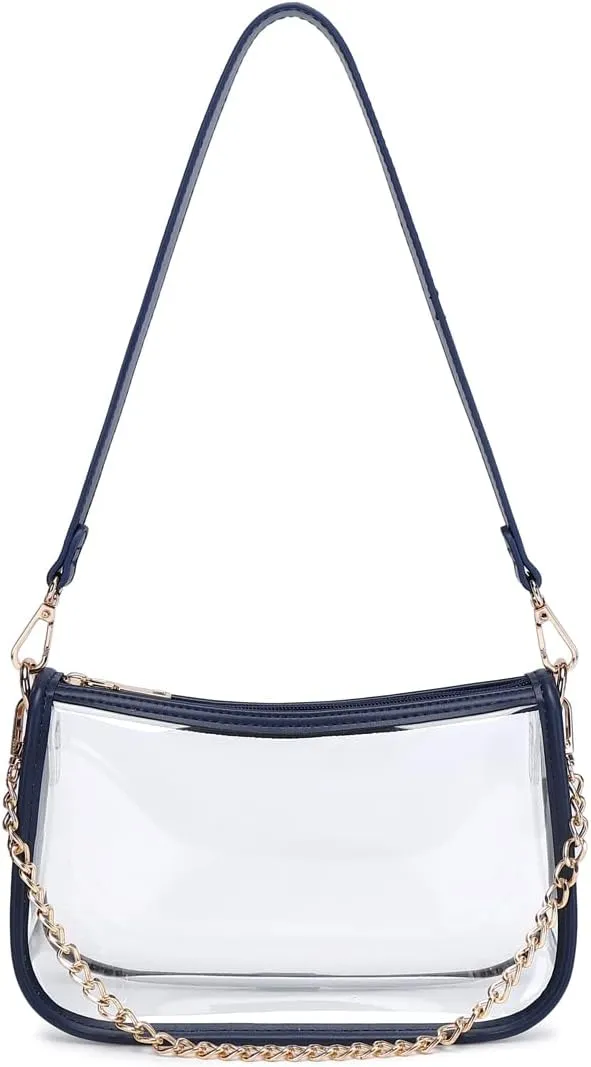 Clear Tote Bag Stadium Approved Clear Purse PVC Handbag Retro Classic Transparent Bag for Concert