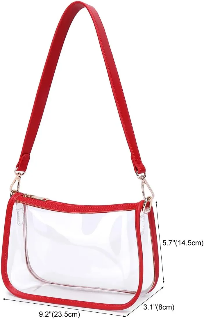 Clear Tote Bag Stadium Approved Clear Purse PVC Handbag Retro Classic Transparent Bag for Concert