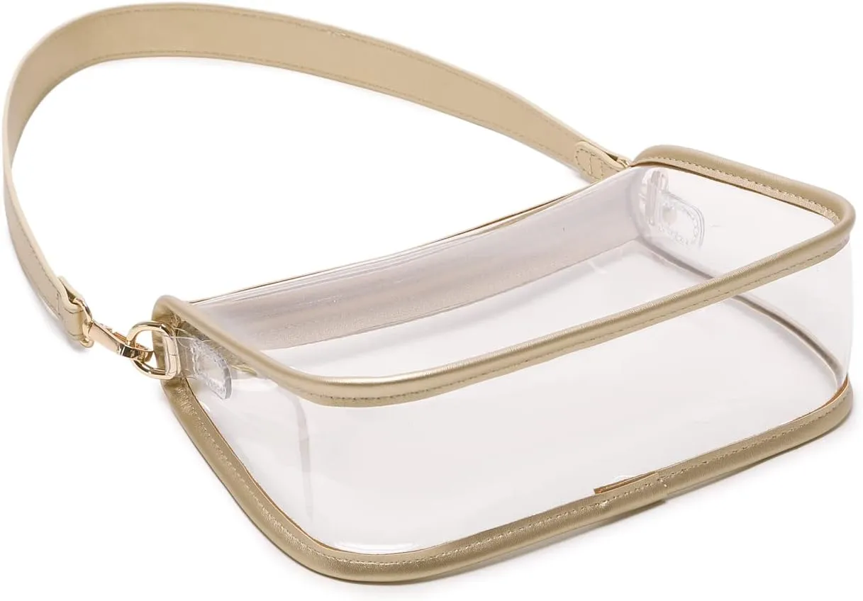 Clear Tote Bag Stadium Approved Clear Purse PVC Handbag Retro Classic Transparent Bag for Concert
