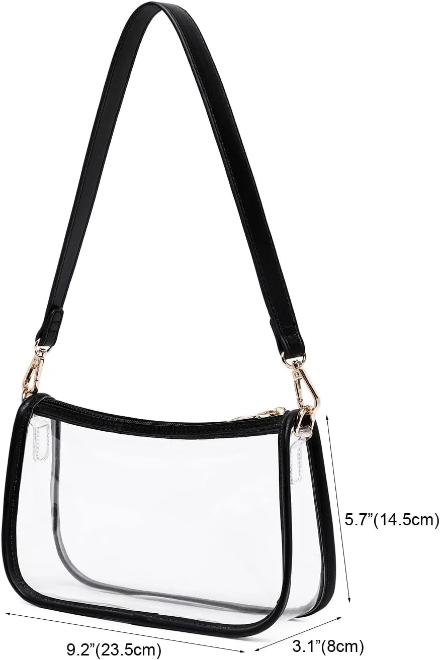 Clear Tote Bag Stadium Approved Clear Purse PVC Handbag Retro Classic Transparent Bag for Concert