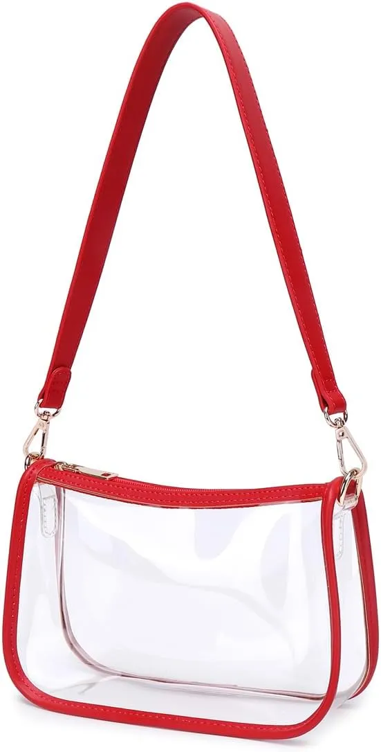 Clear Tote Bag Stadium Approved Clear Purse PVC Handbag Retro Classic Transparent Bag for Concert