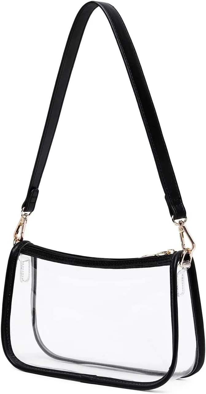 Clear Tote Bag Stadium Approved Clear Purse PVC Handbag Retro Classic Transparent Bag for Concert