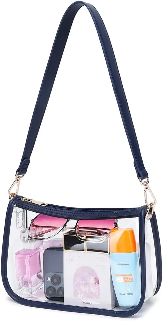 Clear Tote Bag Stadium Approved Clear Purse PVC Handbag Retro Classic Transparent Bag for Concert