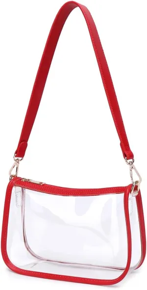Clear Tote Bag Stadium Approved Clear Purse PVC Handbag Retro Classic Transparent Bag for Concert