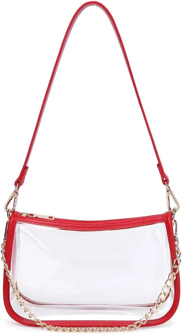 Clear Tote Bag Stadium Approved Clear Purse PVC Handbag Retro Classic Transparent Bag for Concert