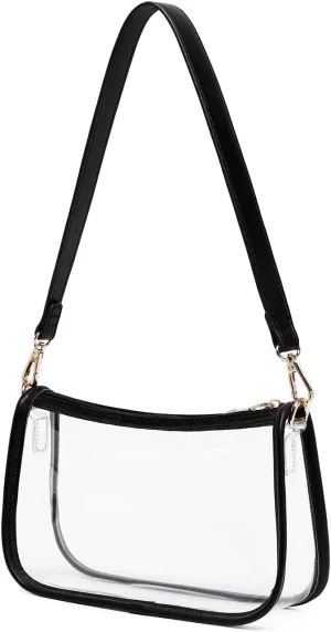 Clear Tote Bag Stadium Approved Clear Purse PVC Handbag Retro Classic Transparent Bag for Concert