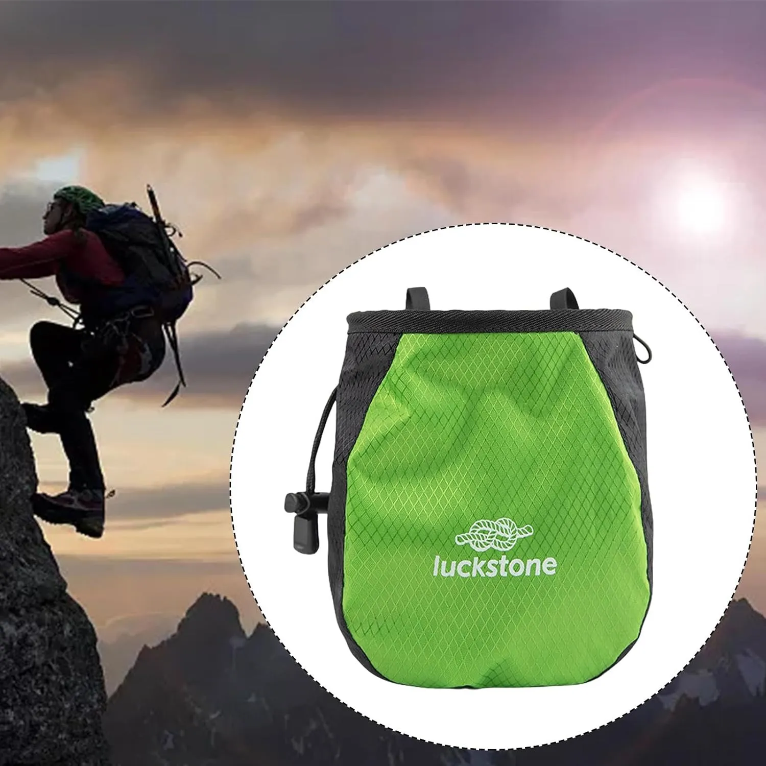 Climbing Chalk Bag Storage Pouch with Waist Strap Anti Slip Sock Wrist Bush Gym Chalk Carrier Bag Packaging for Climbing Walking Bouldering