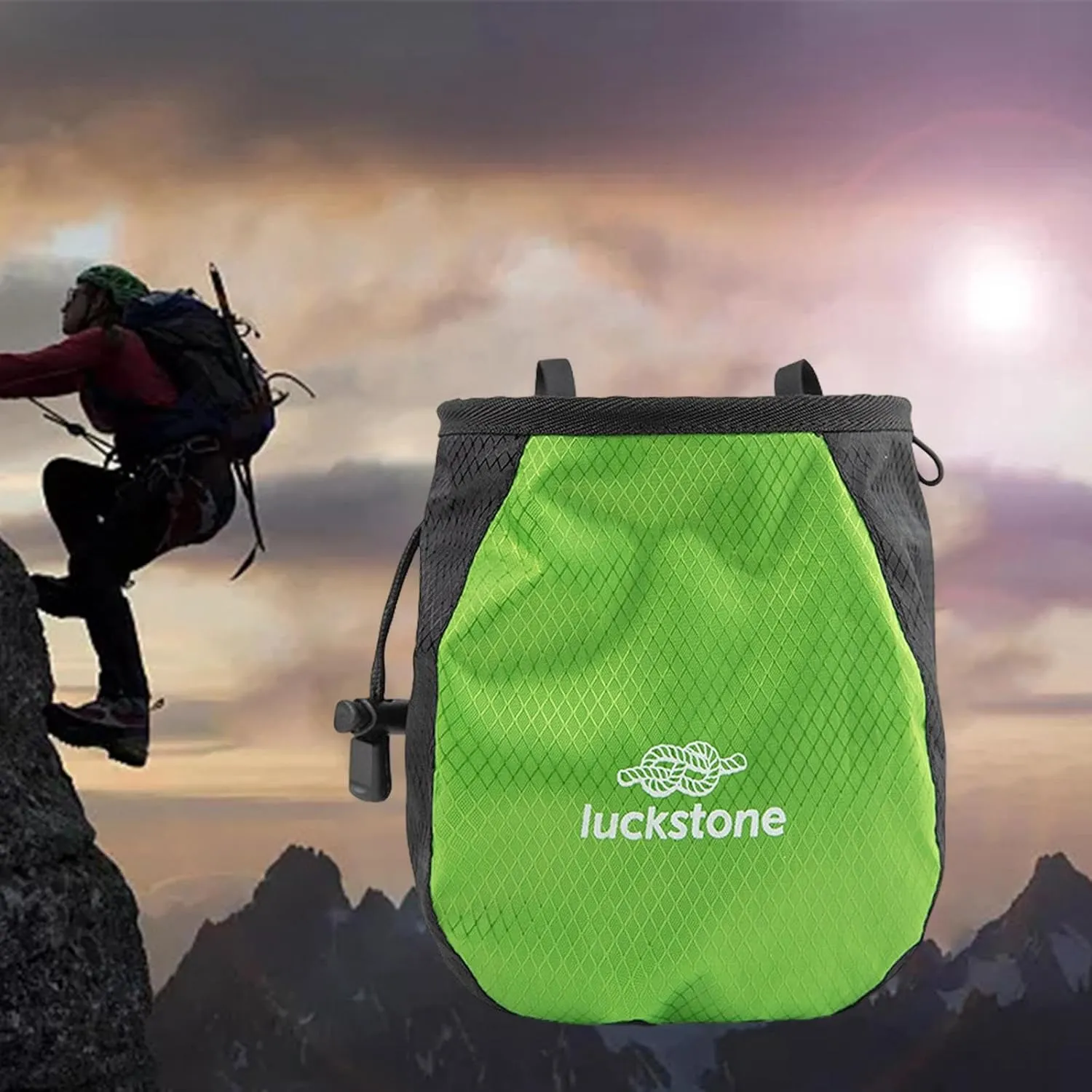 Climbing Chalk Bag Storage Pouch with Waist Strap Anti Slip Sock Wrist Bush Gym Chalk Carrier Bag Packaging for Climbing Walking Bouldering