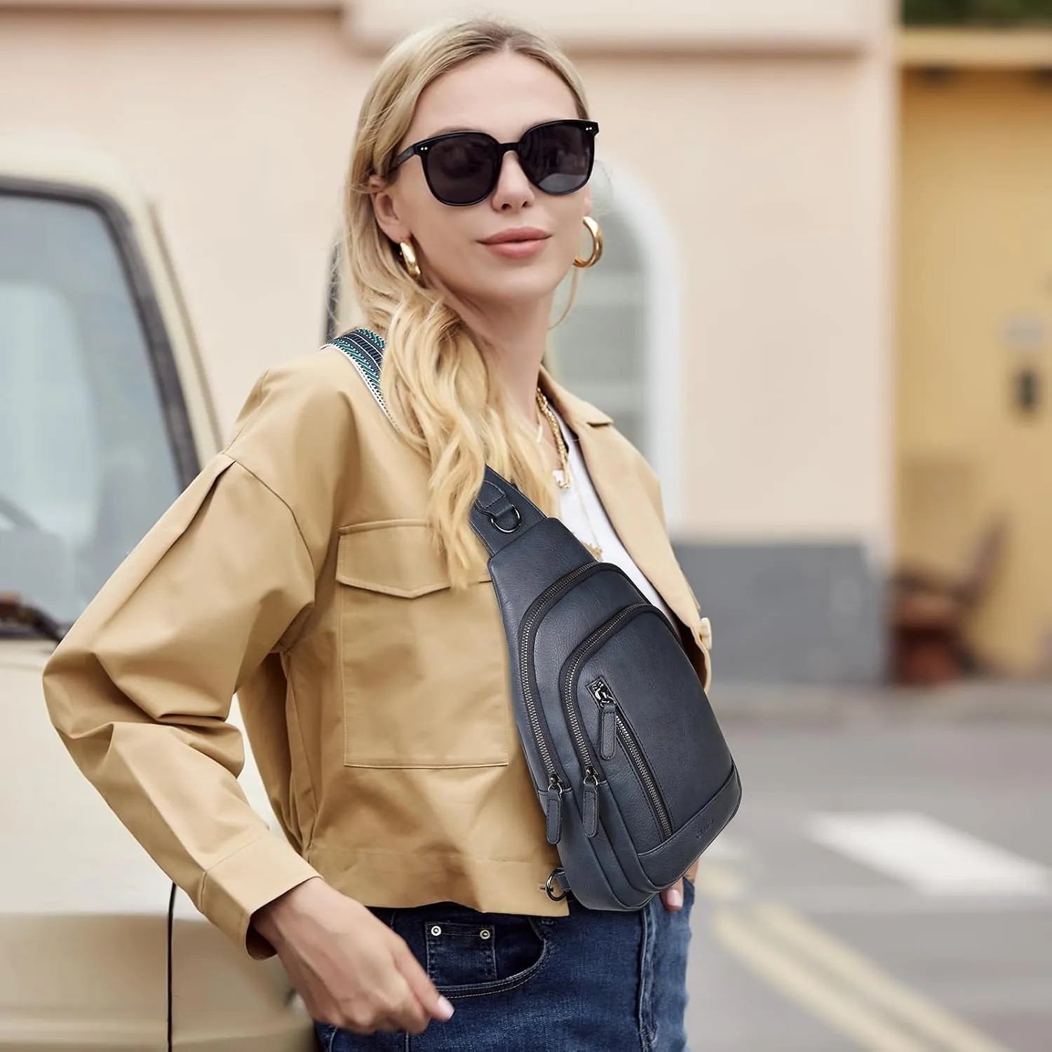 CLUCI Crossbody Bags for Women - Sling Backpack Travel Bag in Leather