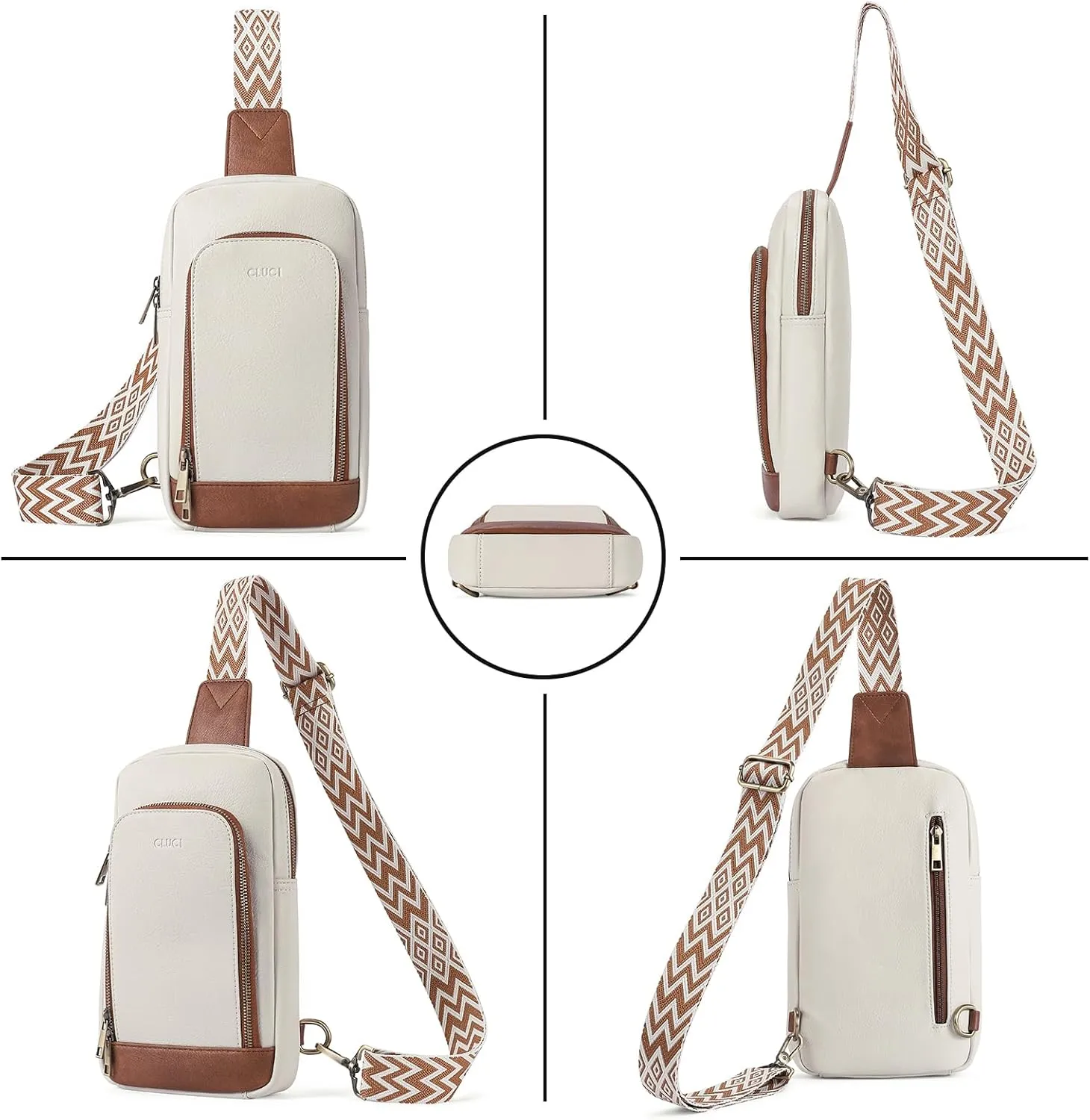 CLUCI Crossbody Bags for Women - Sling Backpack Travel Bag in Leather