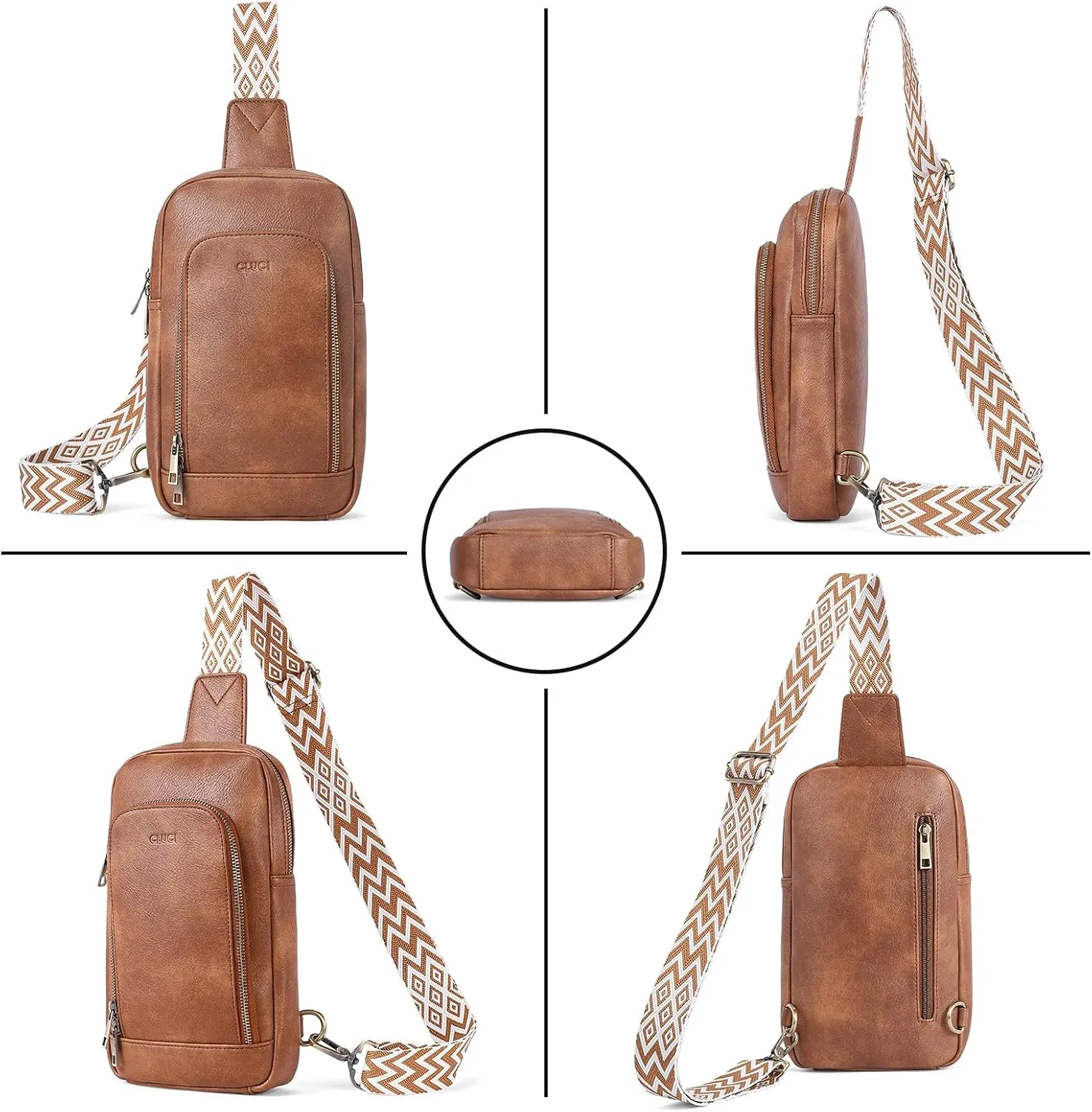 CLUCI Crossbody Bags for Women - Sling Backpack Travel Bag in Leather