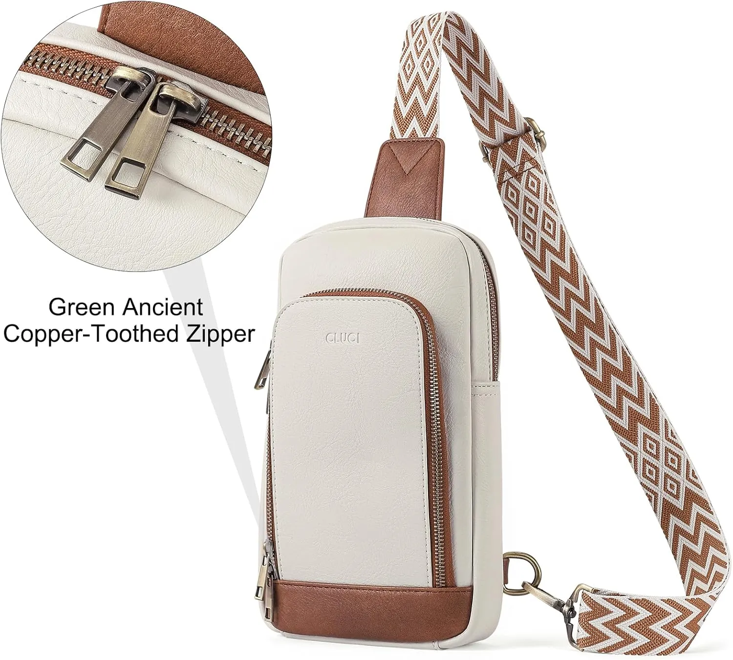 CLUCI Crossbody Bags for Women - Sling Backpack Travel Bag in Leather