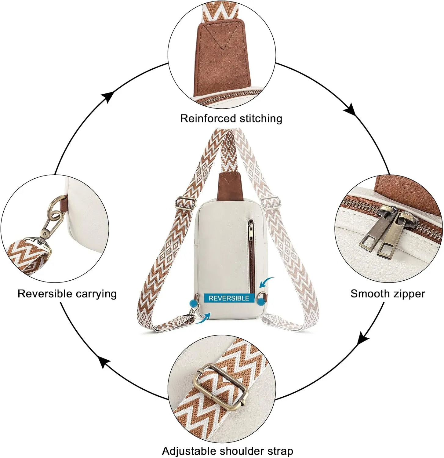 CLUCI Crossbody Bags for Women - Sling Backpack Travel Bag in Leather