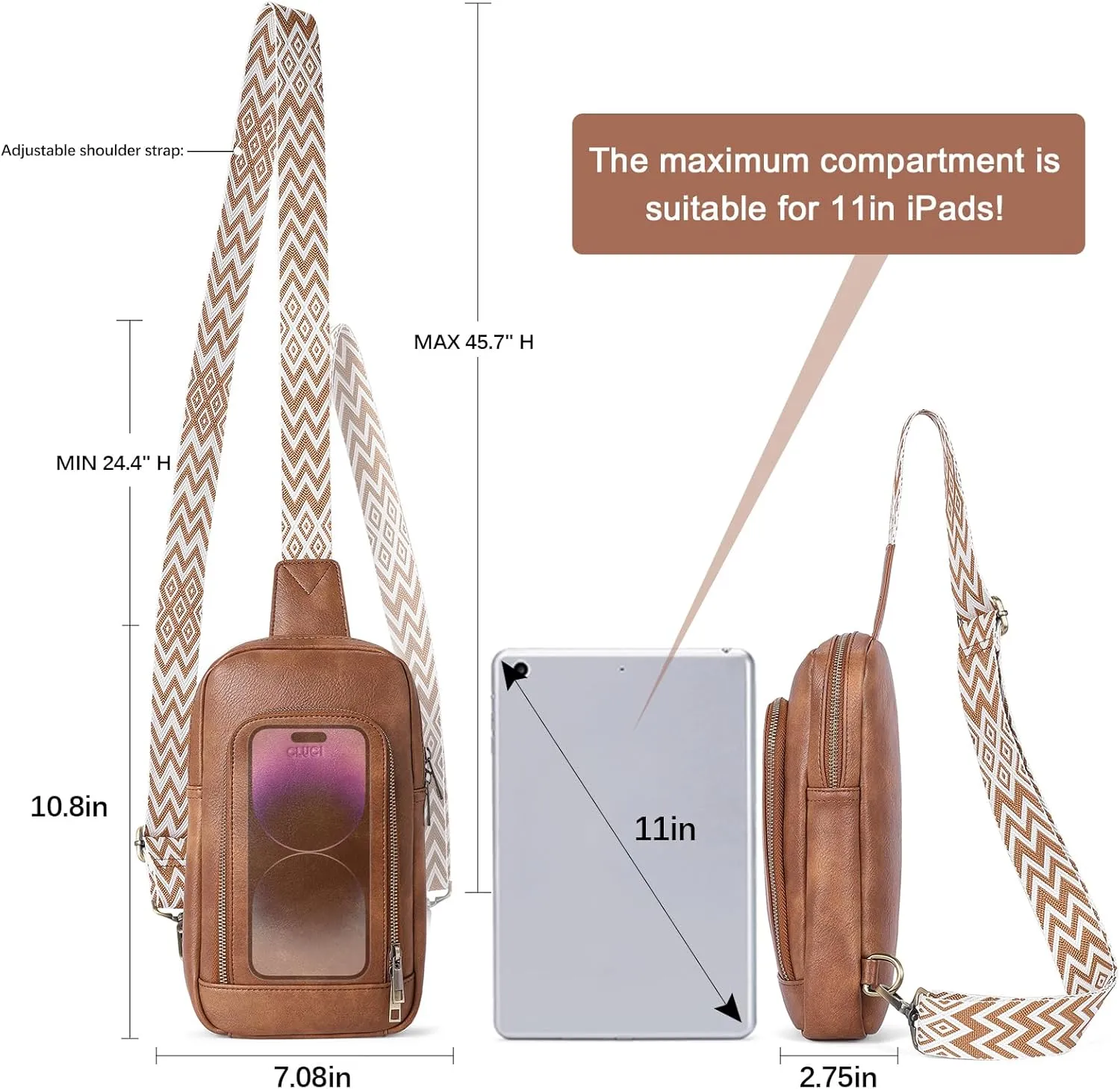 CLUCI Crossbody Bags for Women - Sling Backpack Travel Bag in Leather