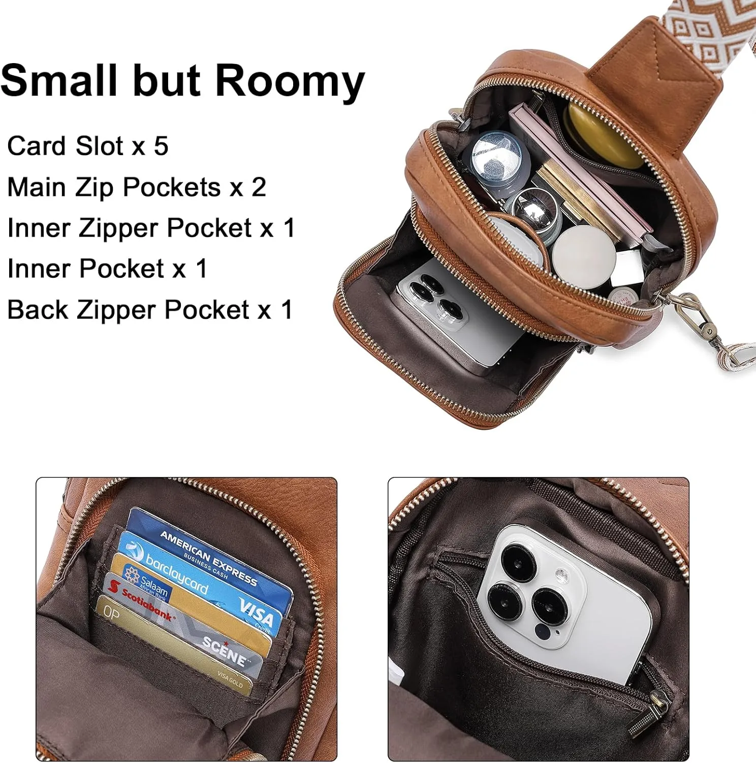 CLUCI Crossbody Bags for Women - Sling Backpack Travel Bag in Leather