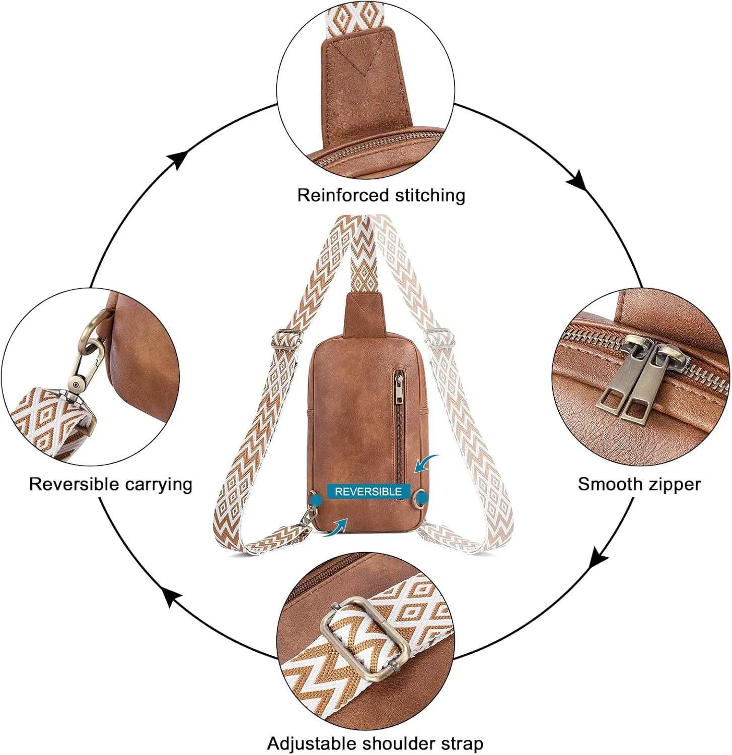 CLUCI Crossbody Bags for Women - Sling Backpack Travel Bag in Leather