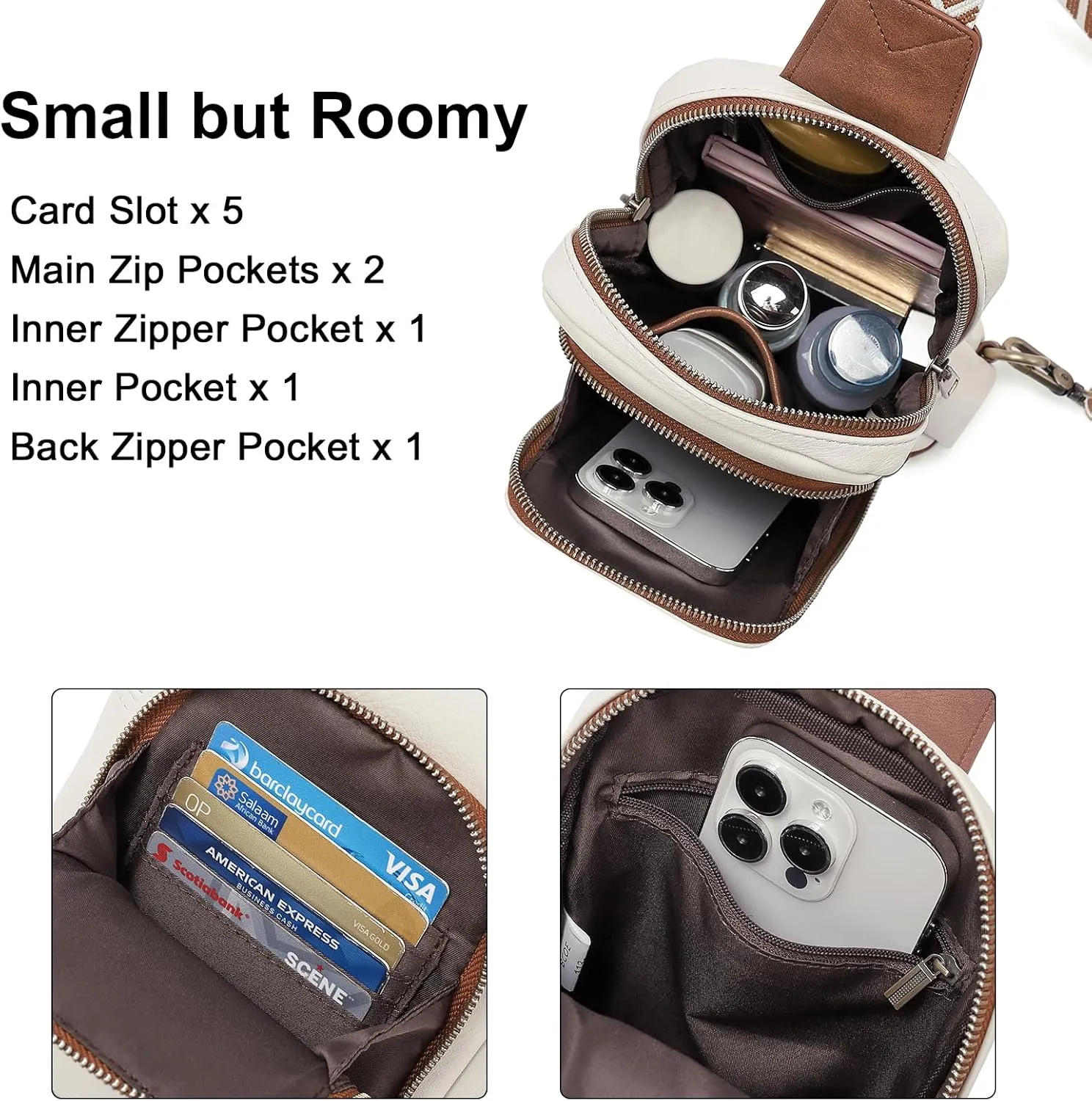 CLUCI Crossbody Bags for Women - Sling Backpack Travel Bag in Leather