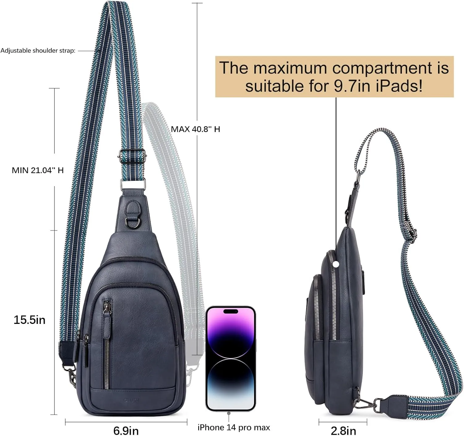 CLUCI Crossbody Bags for Women - Sling Backpack Travel Bag in Leather