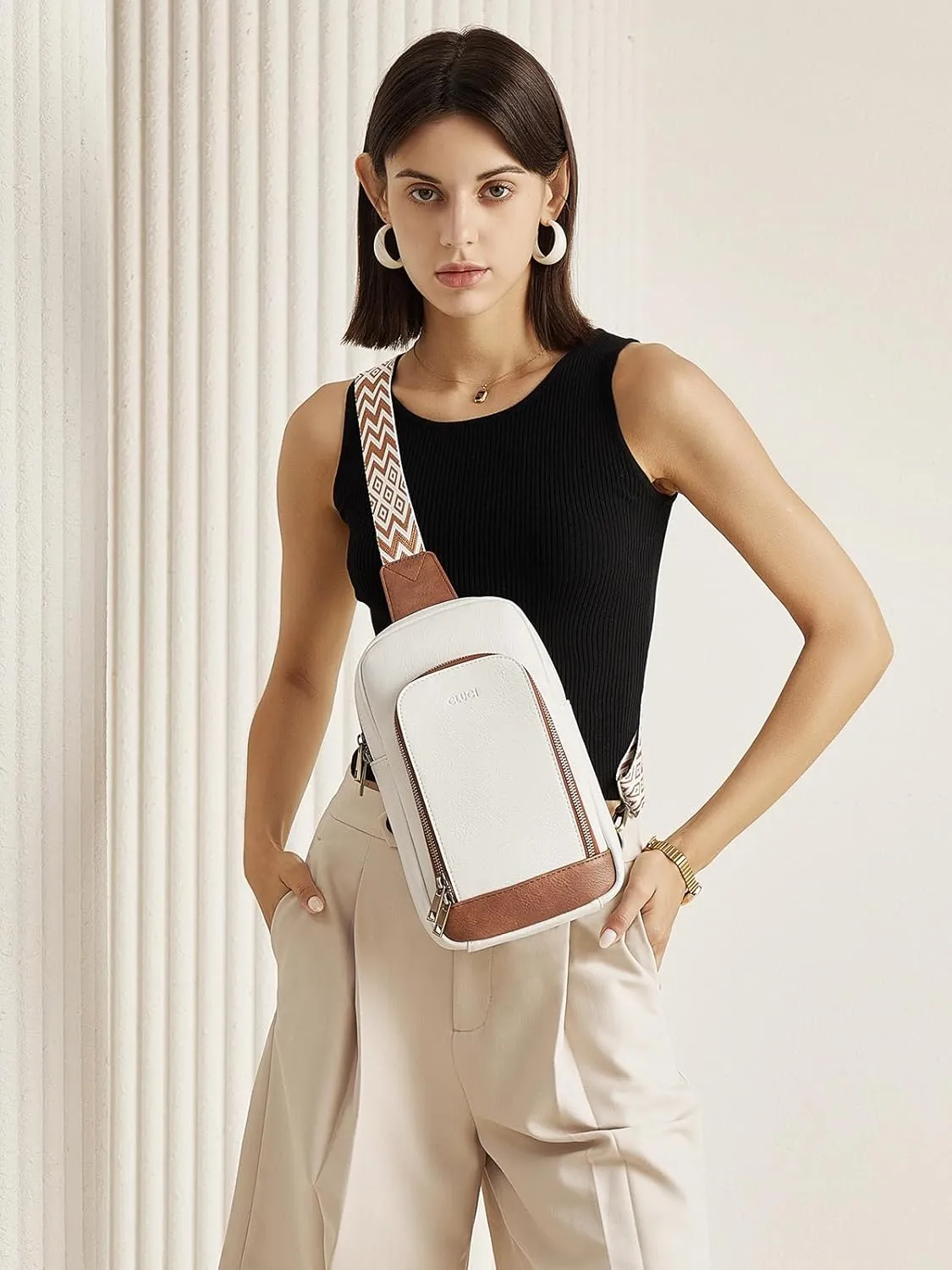 CLUCI Crossbody Bags for Women - Sling Backpack Travel Bag in Leather