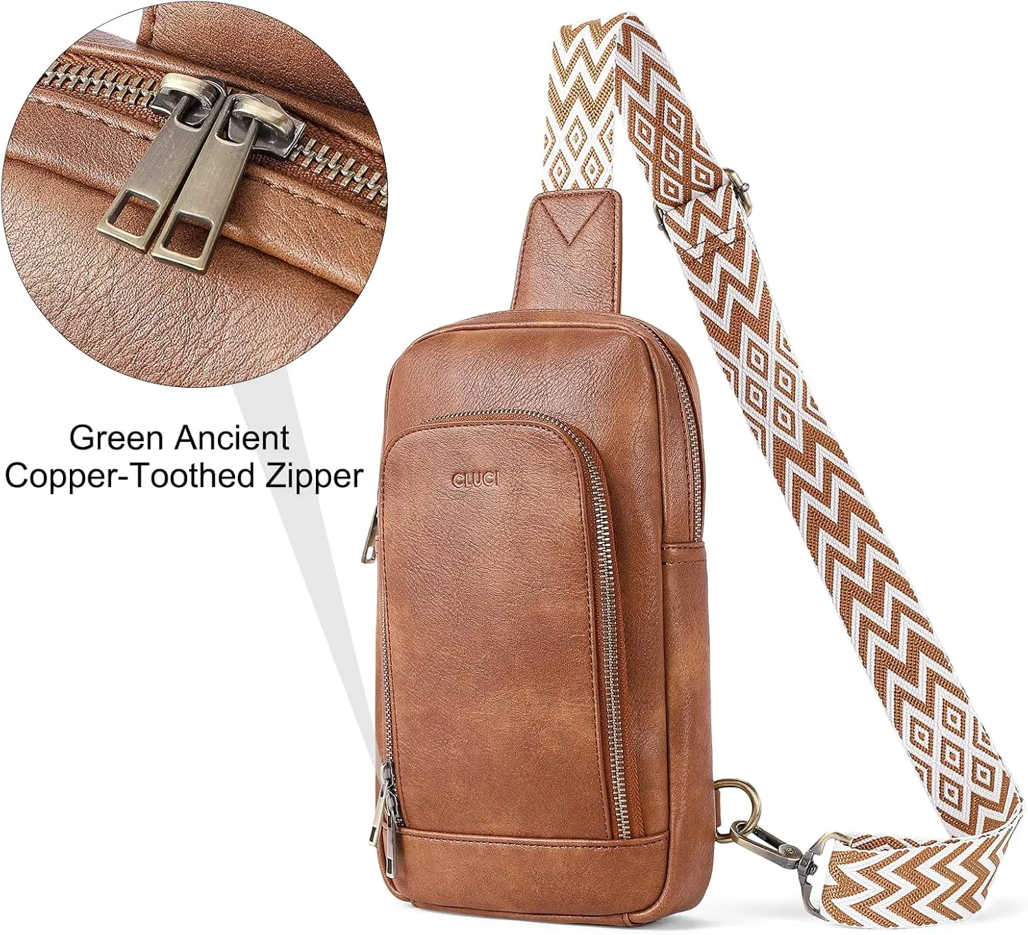 CLUCI Crossbody Bags for Women - Sling Backpack Travel Bag in Leather