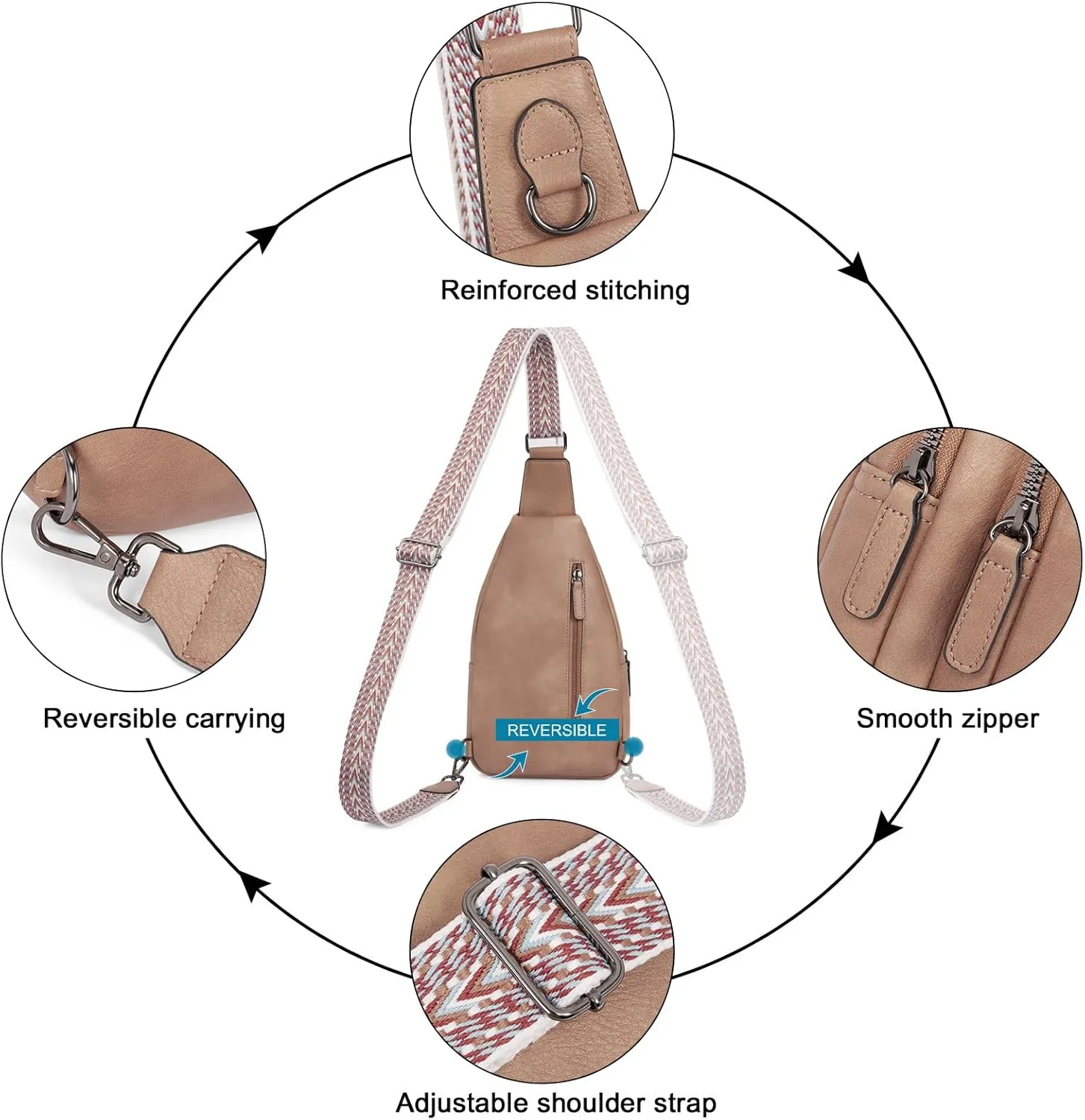 CLUCI Crossbody Bags for Women - Sling Backpack Travel Bag in Leather