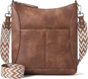 CLUCI Crossbody purses for Women Leather Medium Shoulder Purses Handabgs Vegan Leather Hobo Bags Satchel with Guitar Strap