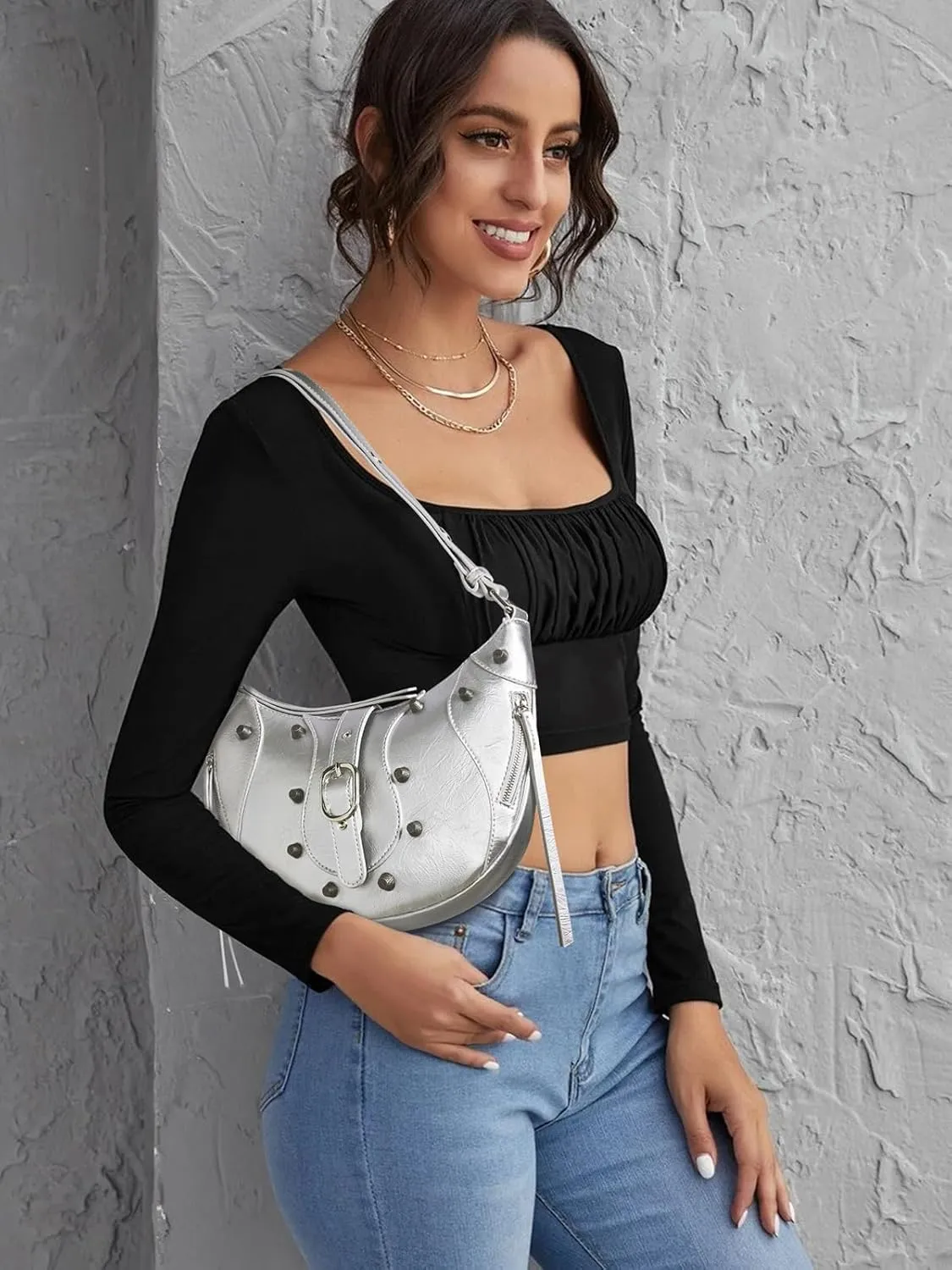 CLUCI Shoulder Bag,Purses for Women Dumpling Small Hobo Bags Vegan Leather Ladies Clutch with Adjustable Strap