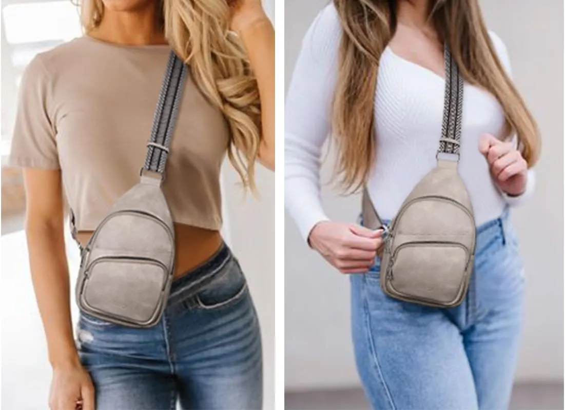 CLUCI Small Sling Bag for Women, Vegan Leather Fanny Pack Crossbody Bags for Women, Chest Bag With Guitar Strap