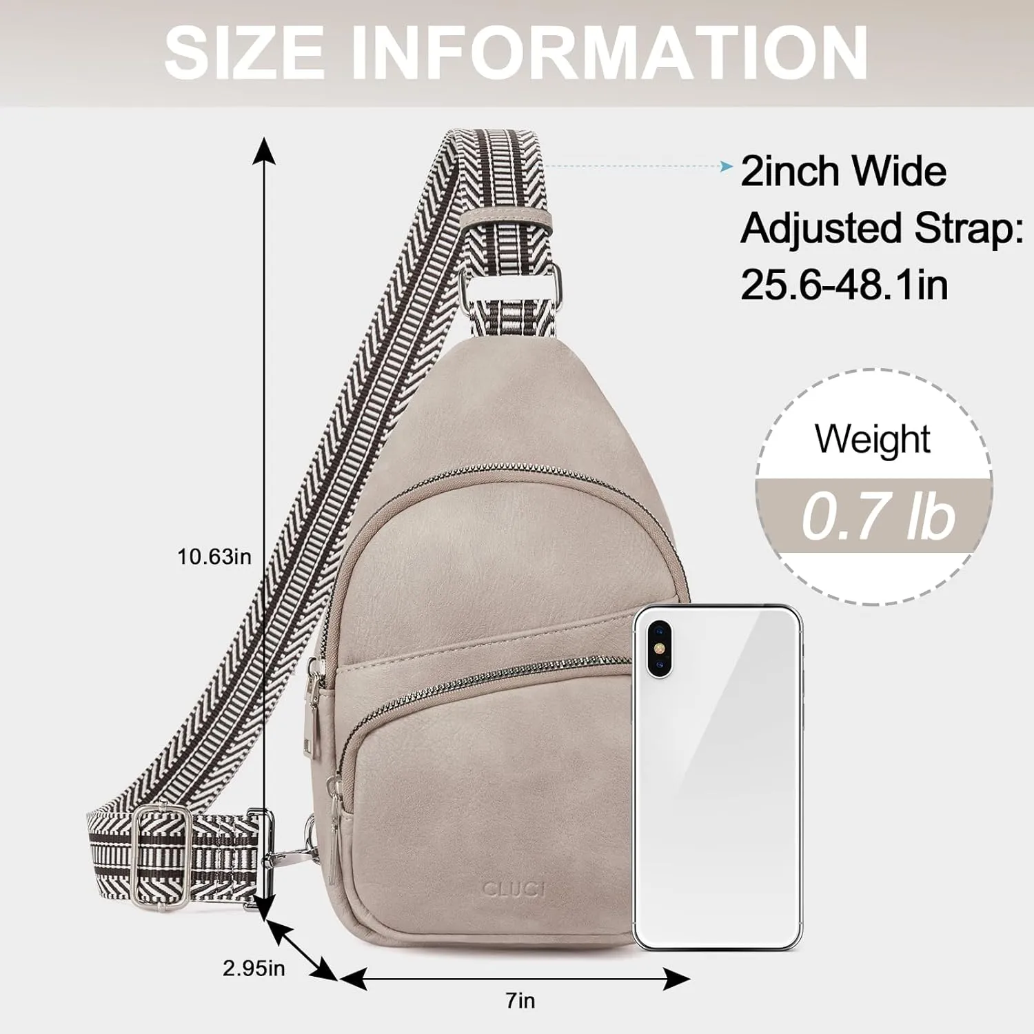 CLUCI Small Sling Bag for Women, Vegan Leather Fanny Pack Crossbody Bags for Women, Chest Bag With Guitar Strap