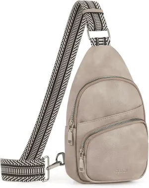 CLUCI Small Sling Bag for Women, Vegan Leather Fanny Pack Crossbody Bags for Women, Chest Bag With Guitar Strap