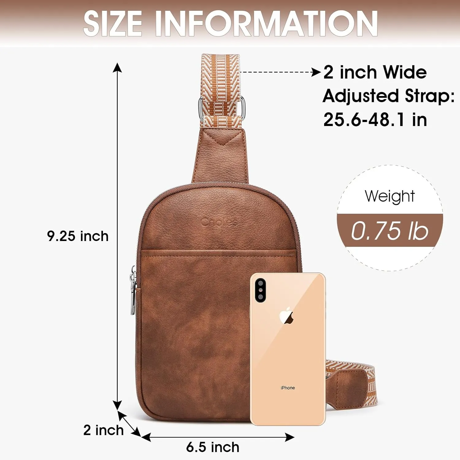 Cnoles Small Sling Bag for Women Vegan Leather Crossbody Fashion Fanny Pack Purse Travel Chest Bag for Women