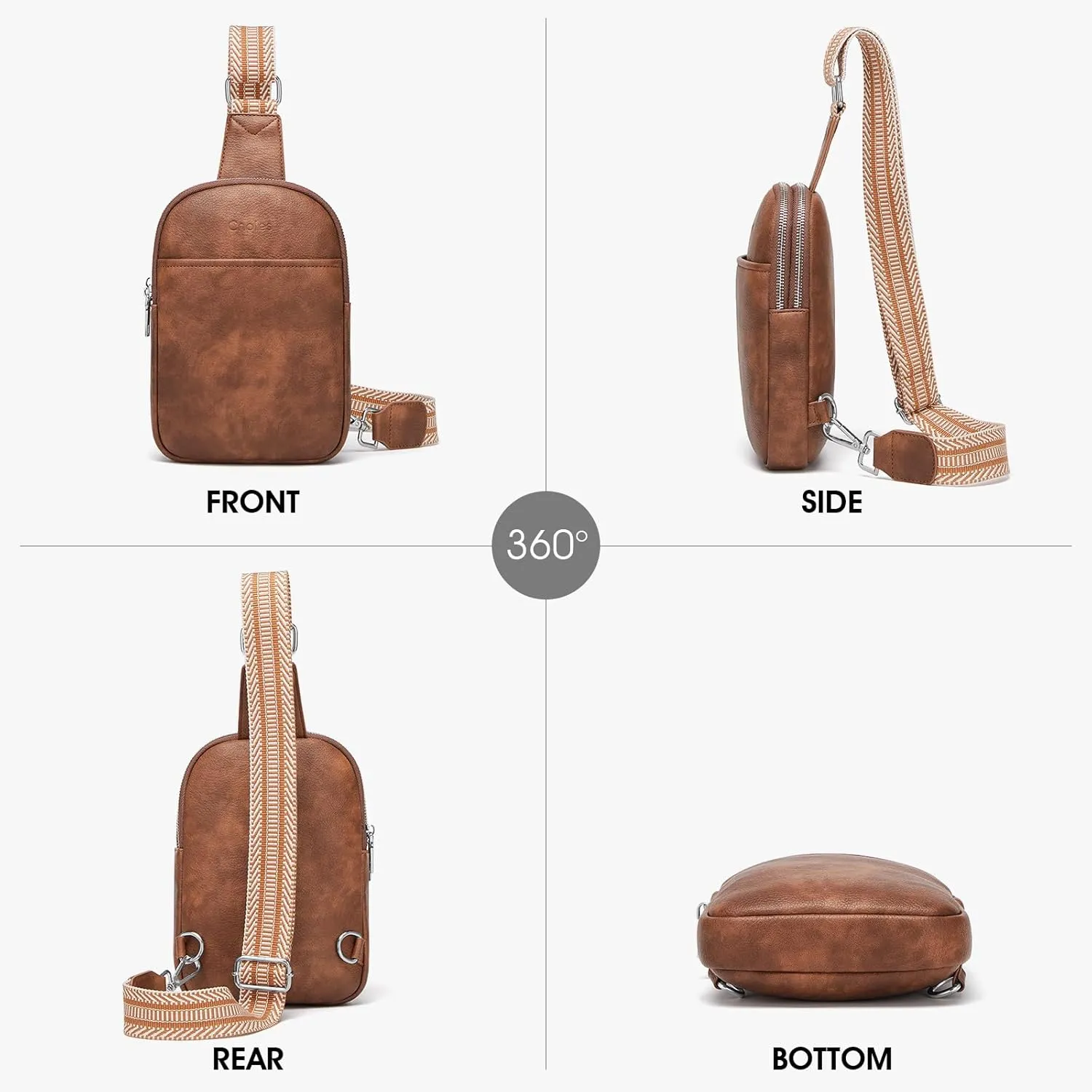 Cnoles Small Sling Bag for Women Vegan Leather Crossbody Fashion Fanny Pack Purse Travel Chest Bag for Women