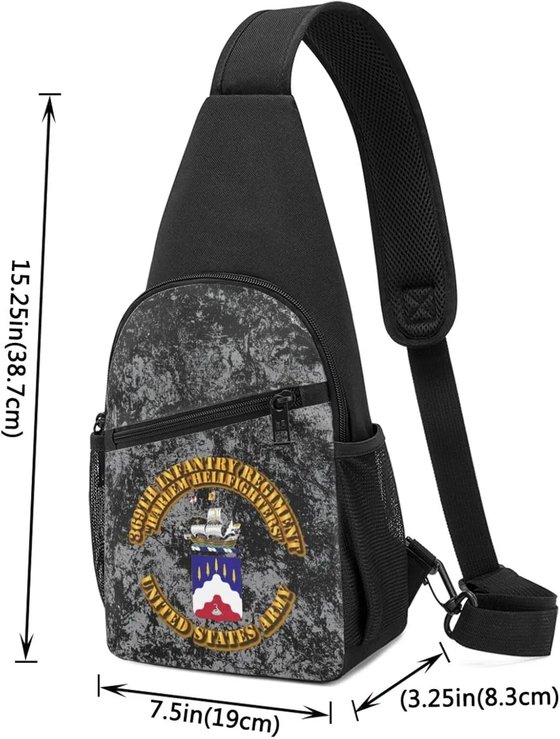 COA - 369th Infantry Regiment - Harlem Hellfighters Sling Bag Crossbody Backpack Shoulder Casual Daypack Bags for Men