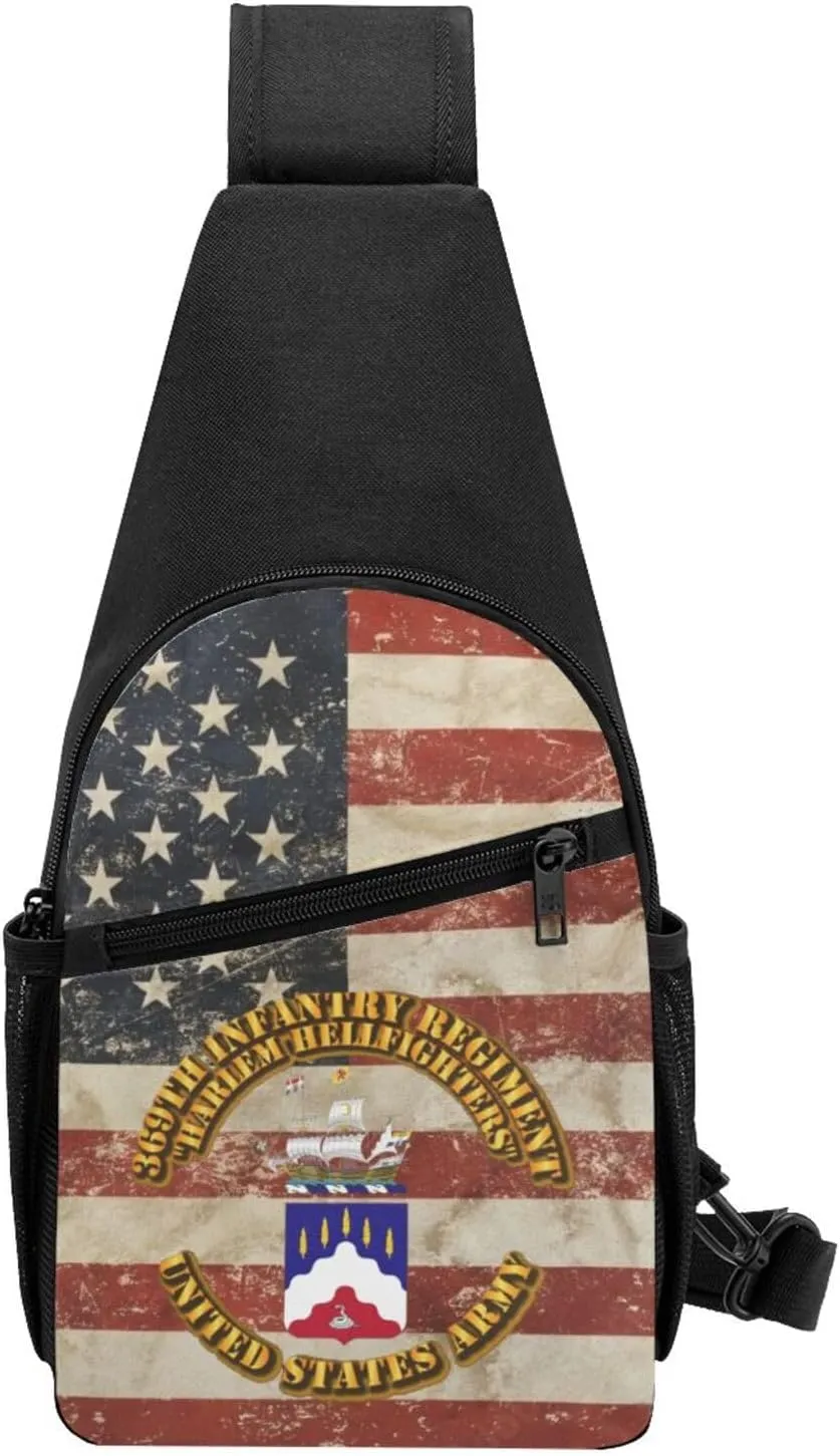 COA - 369th Infantry Regiment - Harlem Hellfighters Sling Bag Crossbody Backpack Shoulder Casual Daypack Bags for Men
