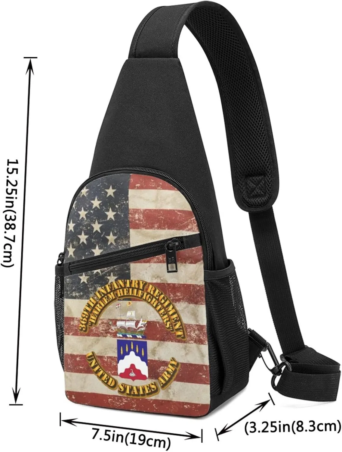 COA - 369th Infantry Regiment - Harlem Hellfighters Sling Bag Crossbody Backpack Shoulder Casual Daypack Bags for Men