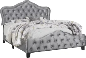 Coaster Home Furnishings Bella Modern Classic Velvet Upholstered California King Size Panel Bed Frame 55-inch Headboard Grey 315871KW