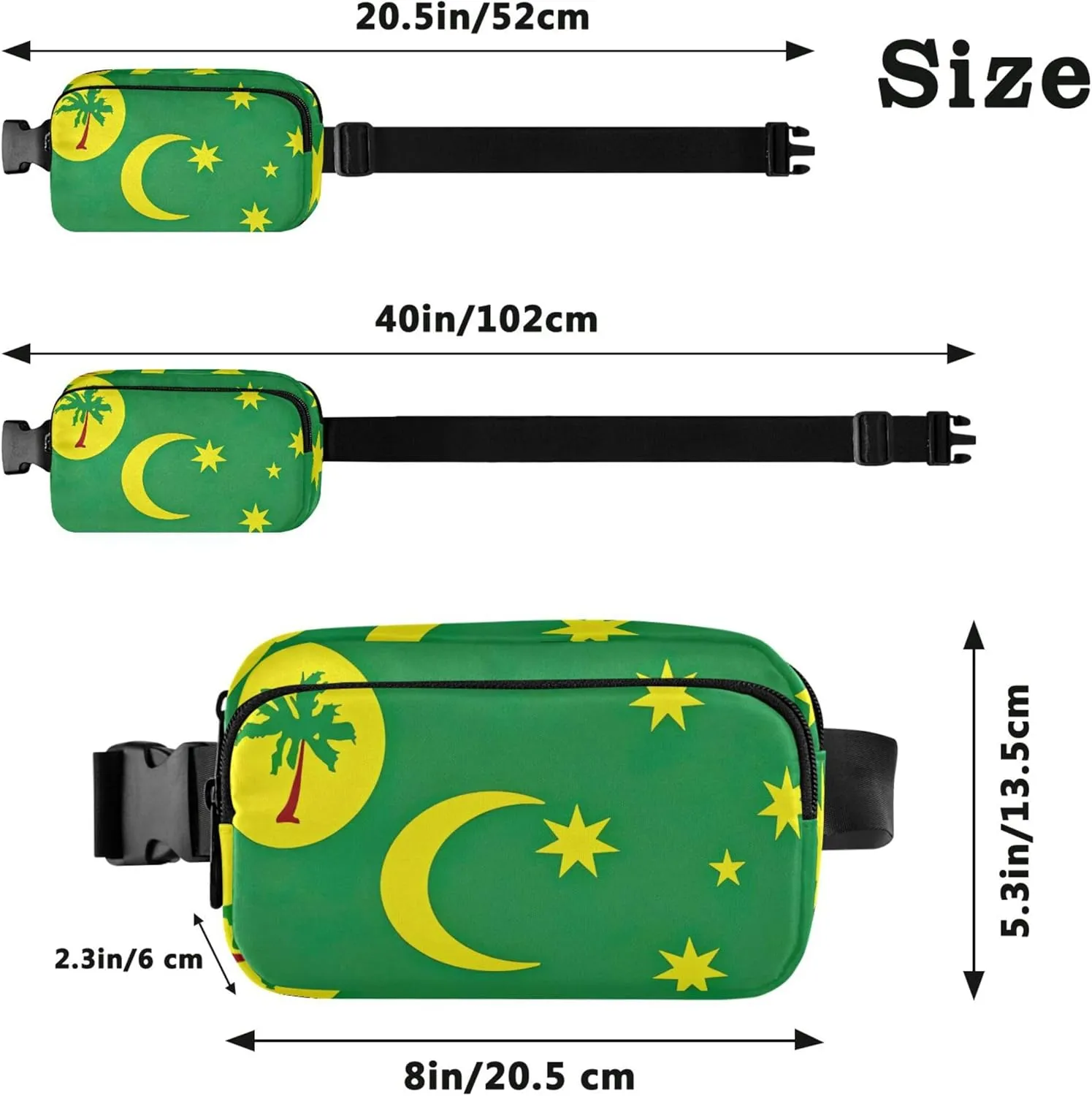 Cocos Keeling Islands Flag Women Fanny Pack Hiking Belt Bag Hip Pouch Waterproof Cross Body Waist Pack