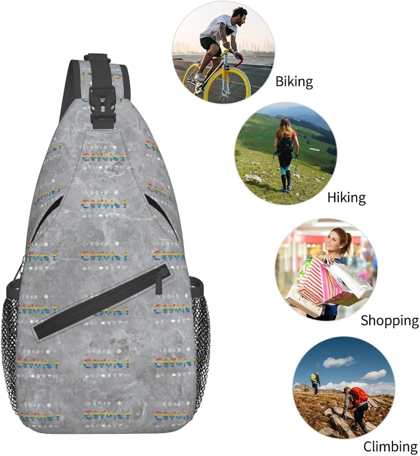 Coexist Rainbow Pride Gay Lesbian LGBT Sling Bag Crossbody Backpack Shoulder Casual Daypack Bag for Men Women