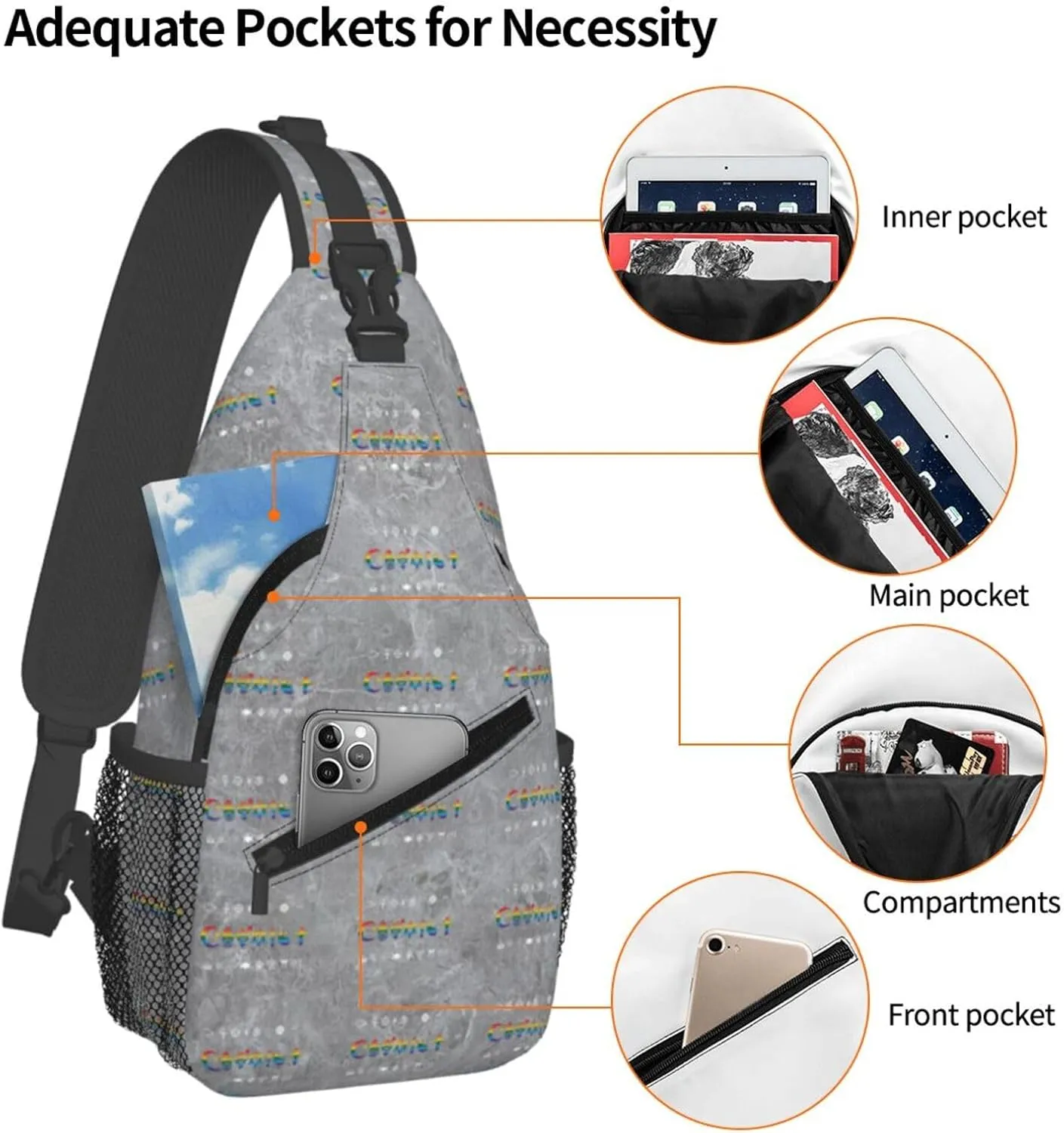 Coexist Rainbow Pride Gay Lesbian LGBT Sling Bag Crossbody Backpack Shoulder Casual Daypack Bag for Men Women