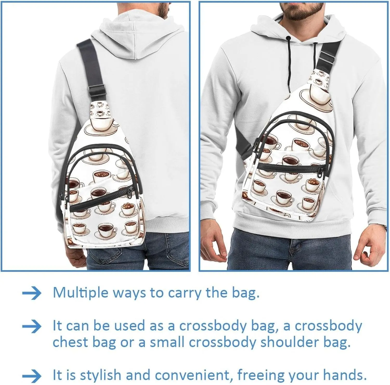 Coffee Tables (3) Sling Bag for Women Men Crossbody Shoulder Tote Blet Bags Backpack Fanny Pack Travel Purse