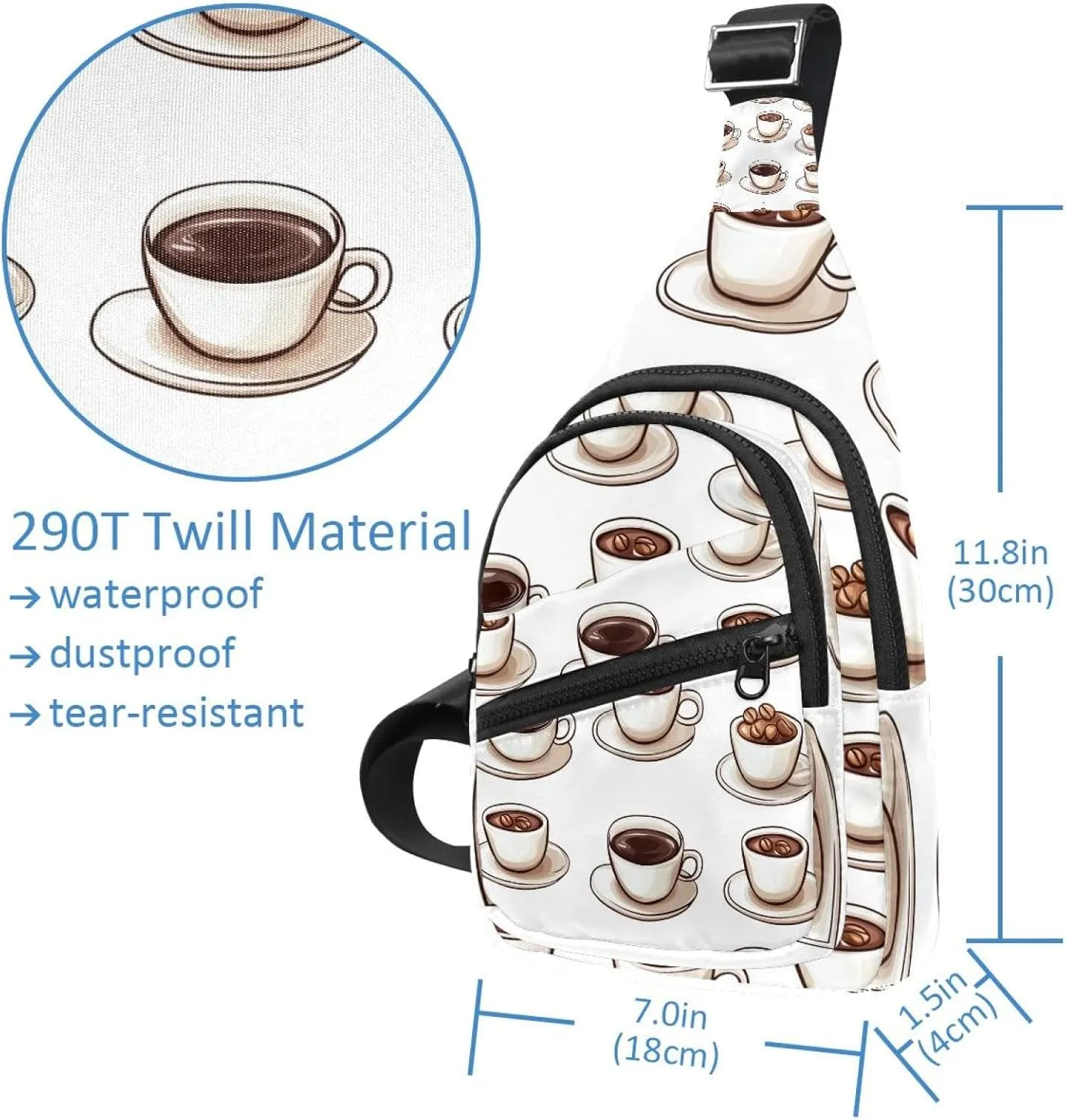 Coffee Tables (3) Sling Bag for Women Men Crossbody Shoulder Tote Blet Bags Backpack Fanny Pack Travel Purse